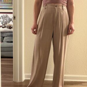 Elegant Beige High-Waist Trousers